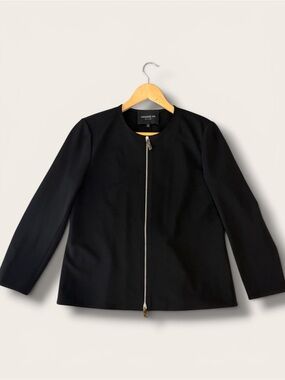 Lafayette 148 New York Black Collarless Zip Jacket